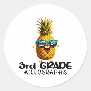 Day Of 3rd Grade Autograph Graduation Boys Girls F Classic Round Sticker