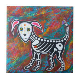 Day of Dead Dog Ceramic Tile