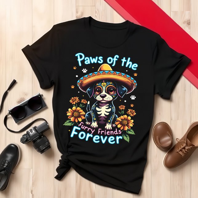 Day of Dead Dog T-shirt | Hat & Flowers Design (Creator Uploaded)