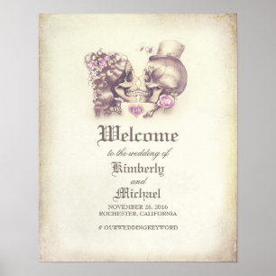 Day of Dead Skull Couple Wedding Welcome Sign