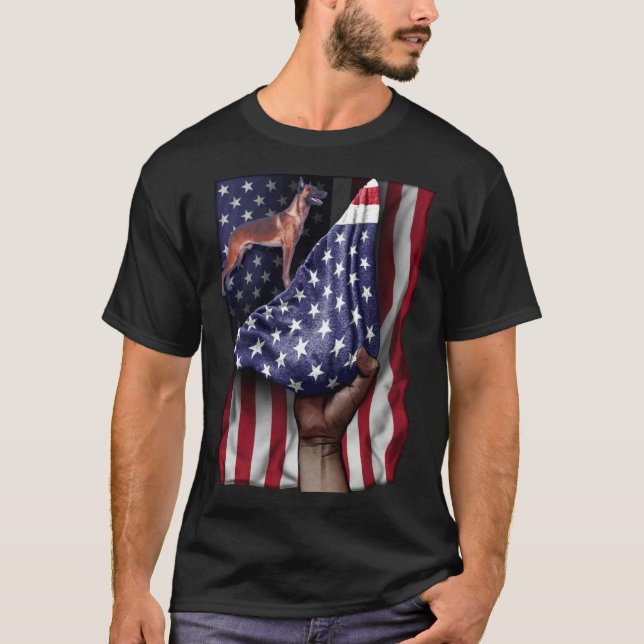 Day Of Independence US Flag Belgian Malinois T-Shirt (Front)