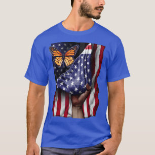 Day Of Independence US Flag Butterfly T-Shirt