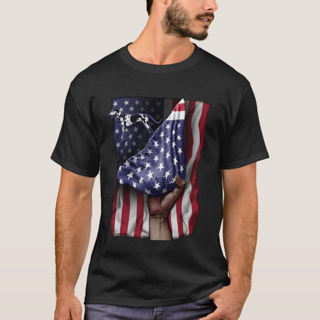 Day Of Independence US Flag Catahoula Leopard Pull T-Shirt (Front)