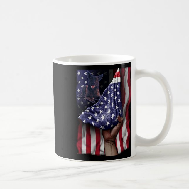 Day Of Independence Us Flag Dutch Shepherd  Coffee Mug (Right)