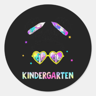 Day Of Kindergarten Girls Messy Bun Last Day Gradu Classic Round Sticker