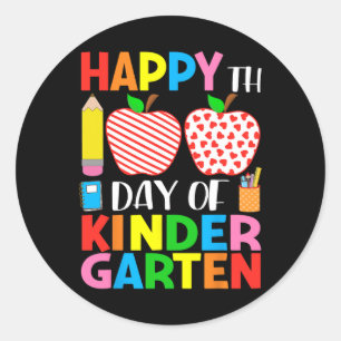 Day Of Kindergarten Teacher And Student Hearts Str Classic Round Sticker