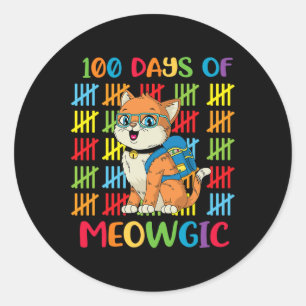 Day Of Meowgic Cat School Boys Kids Gift  Classic Round Sticker