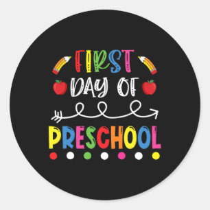 Day Of Preschool Back To School Teacher Students Classic Round Sticker