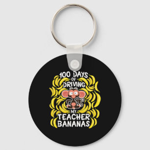 Day Of School 100 Days Of Driving My Teacher Banan Key Ring