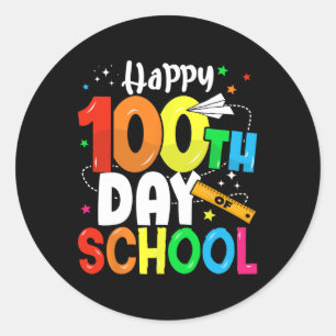 Day Of School 100 Days Of School Classic Round Sticker