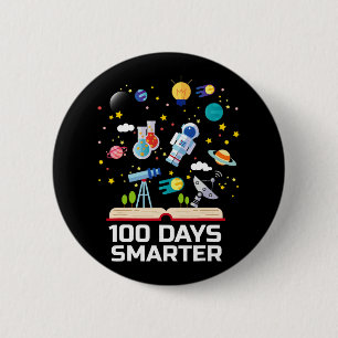 Day Of School 100 Days Smarter Books Space Lover G 6 Cm Round Badge