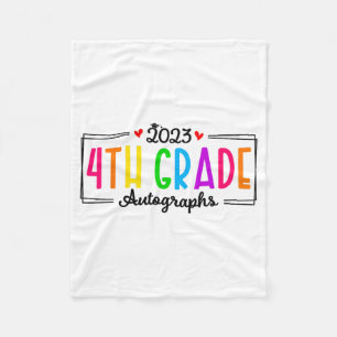 Day Of School 2023 Autograph 4th Grade Graduation Fleece Blanket