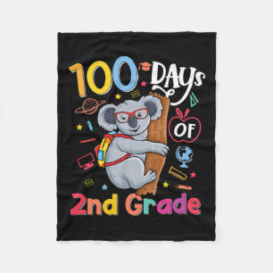 Day Of School 2nd Grade Kids Koala 100 Days Of Sch Fleece Blanket