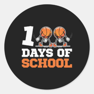 Day Of School Basketball Kids 100 Days Of School 2 Classic Round Sticker