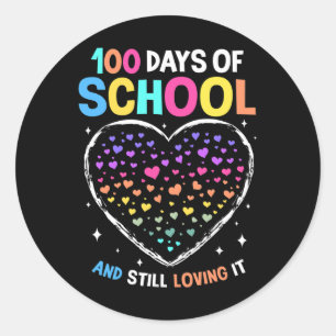 Day Of School Boys Girls 100 Days Of School Teache Classic Round Sticker