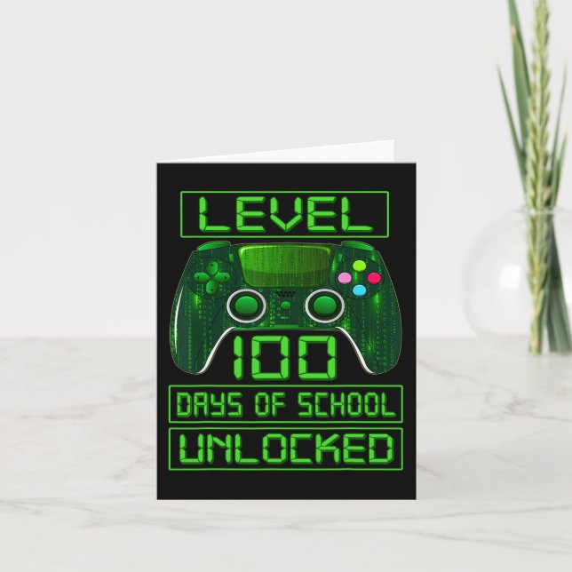 Day Of School Boys Level 100 Days Of School Unlock Card (Front)
