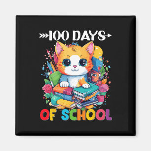 Day Of School Cute Cat Kitty Gifts 100 Days Smarte Magnet