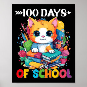 Day Of School Cute Cat Kitty Gifts 100 Days Smarte Poster