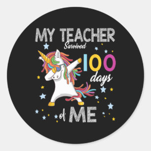 Day Of School Dabbing Unicorn 100 Days Love Teache Classic Round Sticker