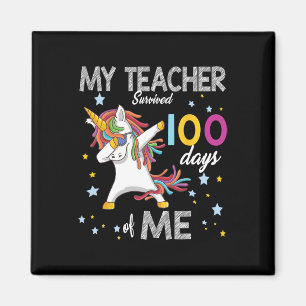 Day Of School Dabbing Unicorn 100 Days Love Teache Magnet