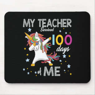 Day Of School Dabbing Unicorn 100 Days Love Teache Mouse Pad