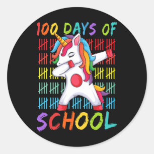 Day Of School Dabbing Unicorn 100 Magical Days Kid Classic Round Sticker