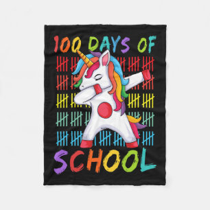 Day Of School Dabbing Unicorn 100 Magical Days Kid Fleece Blanket