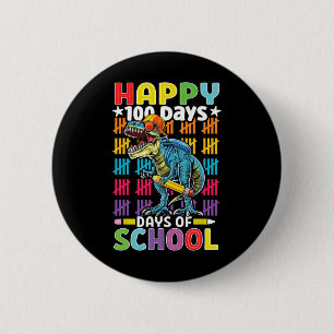 Day Of School Dino Kids Happy 100 Days Dinosaur T- 6 Cm Round Badge