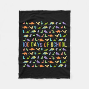 Day Of School - Dinosaurs - Easy 100 Days Of Schoo Fleece Blanket