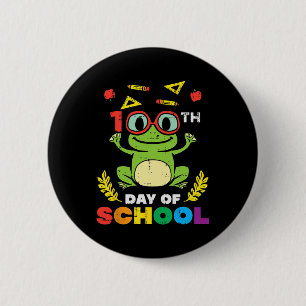 Day Of School Frog 100 Days Smarter Teacher Kids G 6 Cm Round Badge