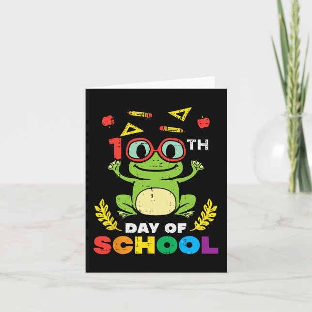 Day Of School Frog 100 Days Smarter Teacher Kids G Card (Front)