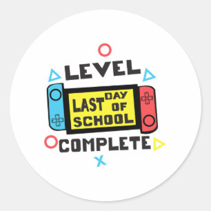 Day Of School Gamer Classic Round Sticker