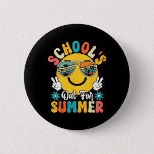 Day Of School Graduation Groovy Schools Out For Su 6 Cm Round Badge