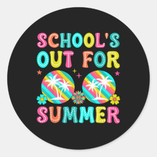 Day Of School Graduation Groovy Schools Out For Su Classic Round Sticker