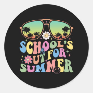 Day Of School Graduation Groovy Schools Out For Su Classic Round Sticker