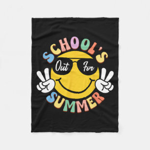 Day Of School Graduation Groovy Schools Out For Su Fleece Blanket