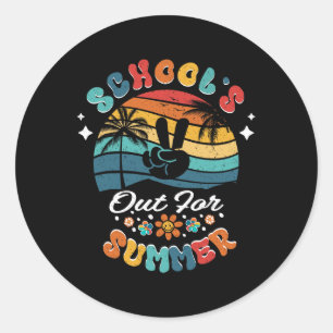 Day Of School Groovy Graduation School's Out For S Classic Round Sticker