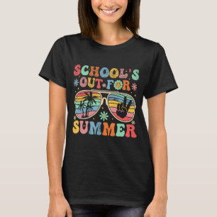 Day Of School Groovy School's Out For Summer Teach T-Shirt