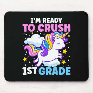 Day Of School I'm Ready To Crush 1st Grade Unicorn Mouse Pad