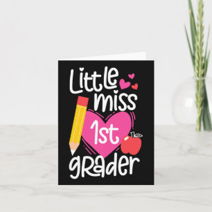 Day Of School Little Miss 1st Grader Girls Card