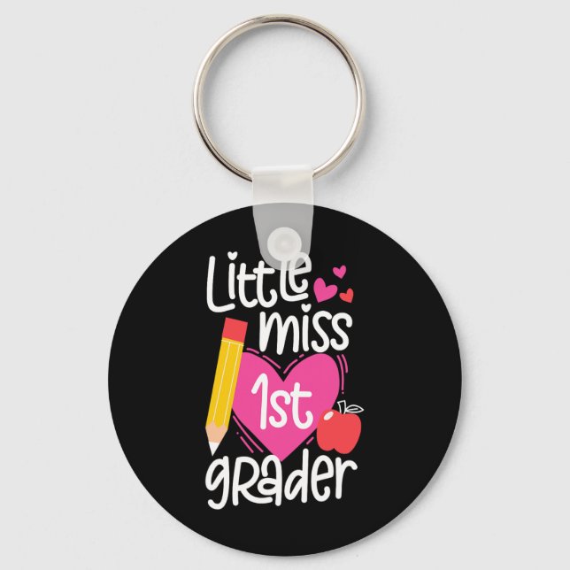 Day Of School Little Miss 1st Grader Girls  Key Ring (Front)