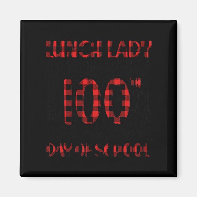 Day Of School Lunch Lady Typography Red Plaid  Magnet (Front)