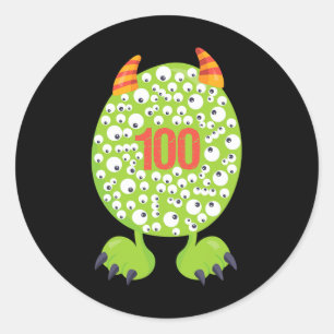 Day Of School Monster Happy 100 Days Kids Boy Classic Round Sticker