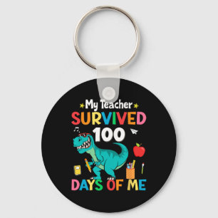 Day Of School My Teacher Survived 100 Days Boys Tr Key Ring