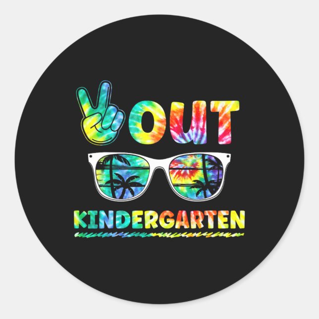 Day Of School Peace Out Kindergarten Teachers Kids Classic Round Sticker (Front)