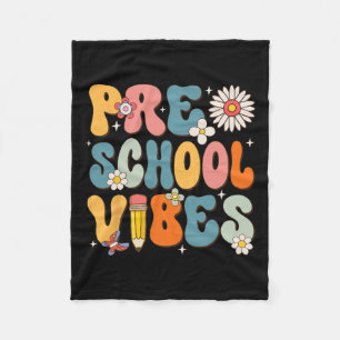 Day Of School Preschool Vibes Back To School  Fleece Blanket