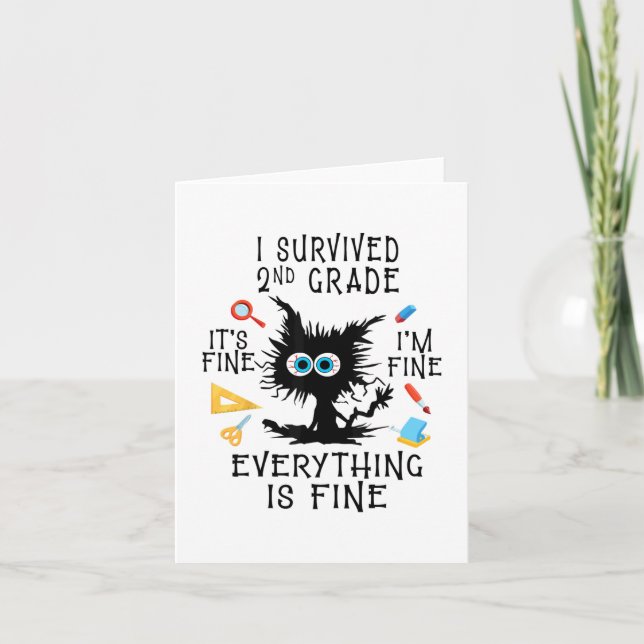 Day Of School Student Graduation I Survived 2nd Gr Card (Front)