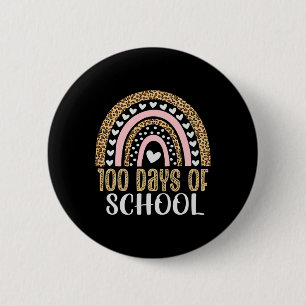 Day Of School Teacher 100 Days Rainbow Leopard Boh 6 Cm Round Badge