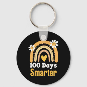 Day Of School Teacher 100 Days Smarter Boho Rainbo Key Ring
