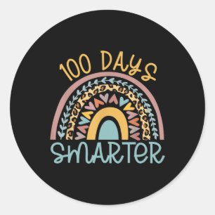 Day Of School Teacher 100 Days Smarter Leopard Rai Classic Round Sticker
